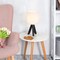 Nordic Rustic Black Tripod Nightstand Lamp, White Drum Linen Shade Wooden Bedside Lamp for Bedroom Home Decor